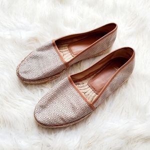 Johnston & Murphy Tan Leather Jaden Espadrille Flats
